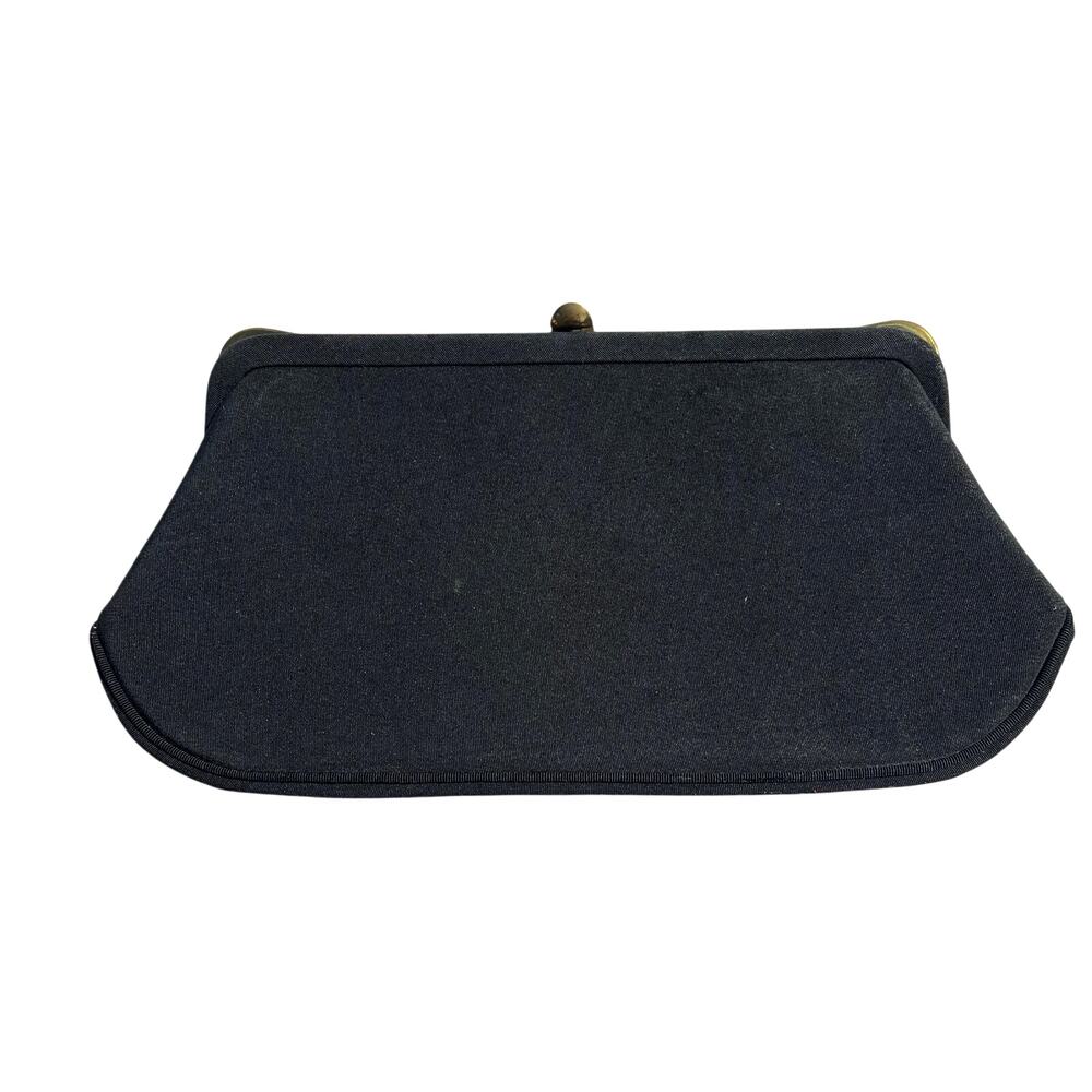 Vintage L and M Clutch Handbag Purse Black and Gold Tone